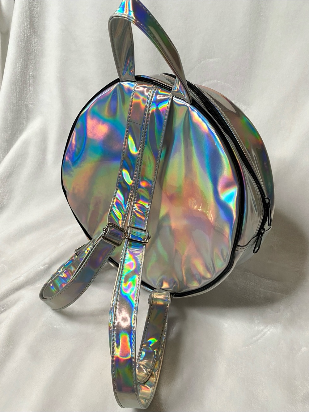 666 Holographic Smiley PVC Cyber Rave Grunge Backpack RARE - Picture 6 of 16